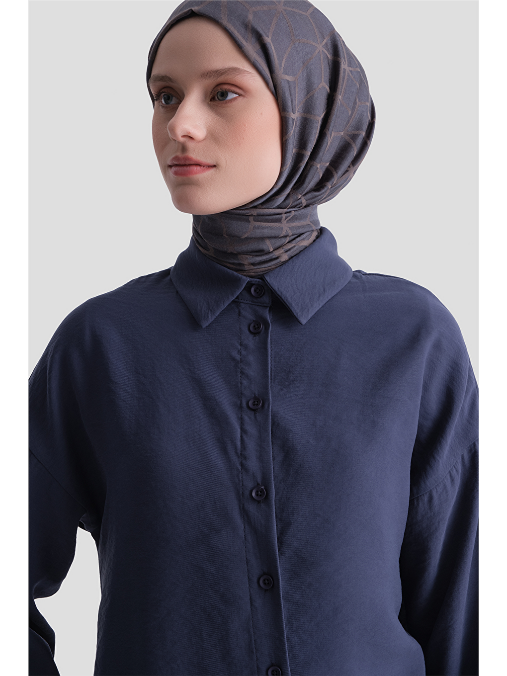 Arkası Nakışlı Tunik Elbise Lacivert-3