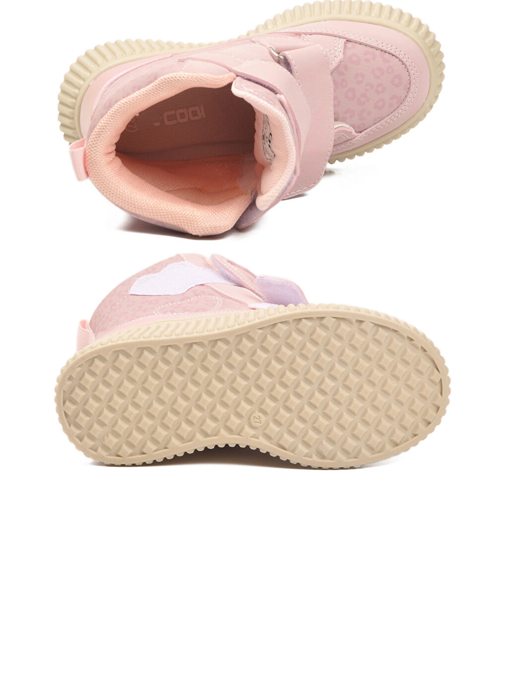 Pembe Pudra Cırtlı Desenli Kaymaz Taban Kız Çocuk Bot Alalis P-4