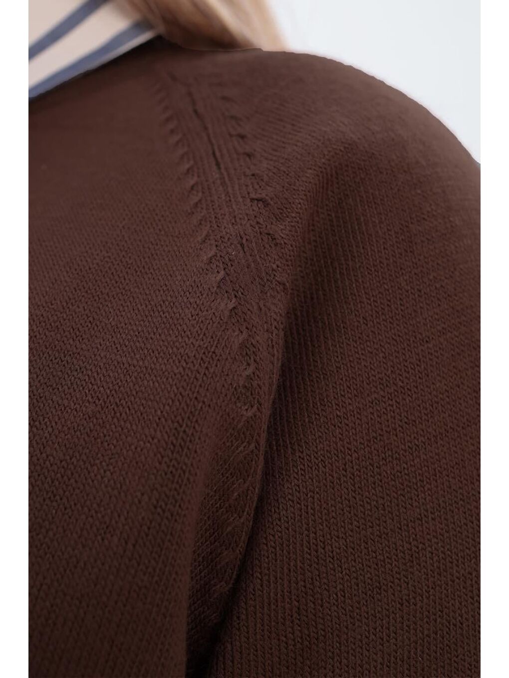 Kahverengi Kahve-Basic Reglan Bisiklet Yaka Kazak-4