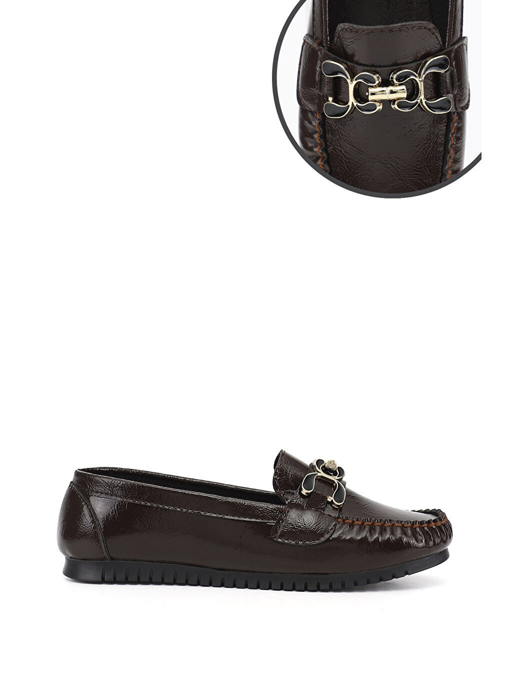 Kahverengi Kadın KAHVERENGİ Düz Taban Tokalı Babet-2