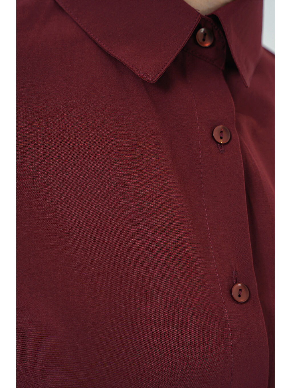 103901 Oversize Basic Tesettür Gömlek - Mürdüm-5