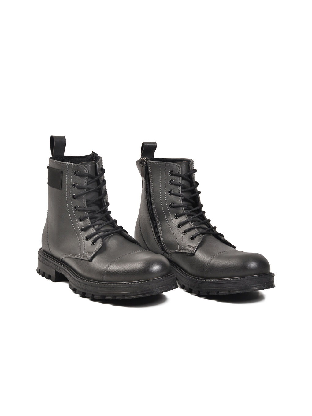 Gri Füme Polarlı Fermuarlı Bağcıklı Kaymaz Erkek Bot 856 M-2