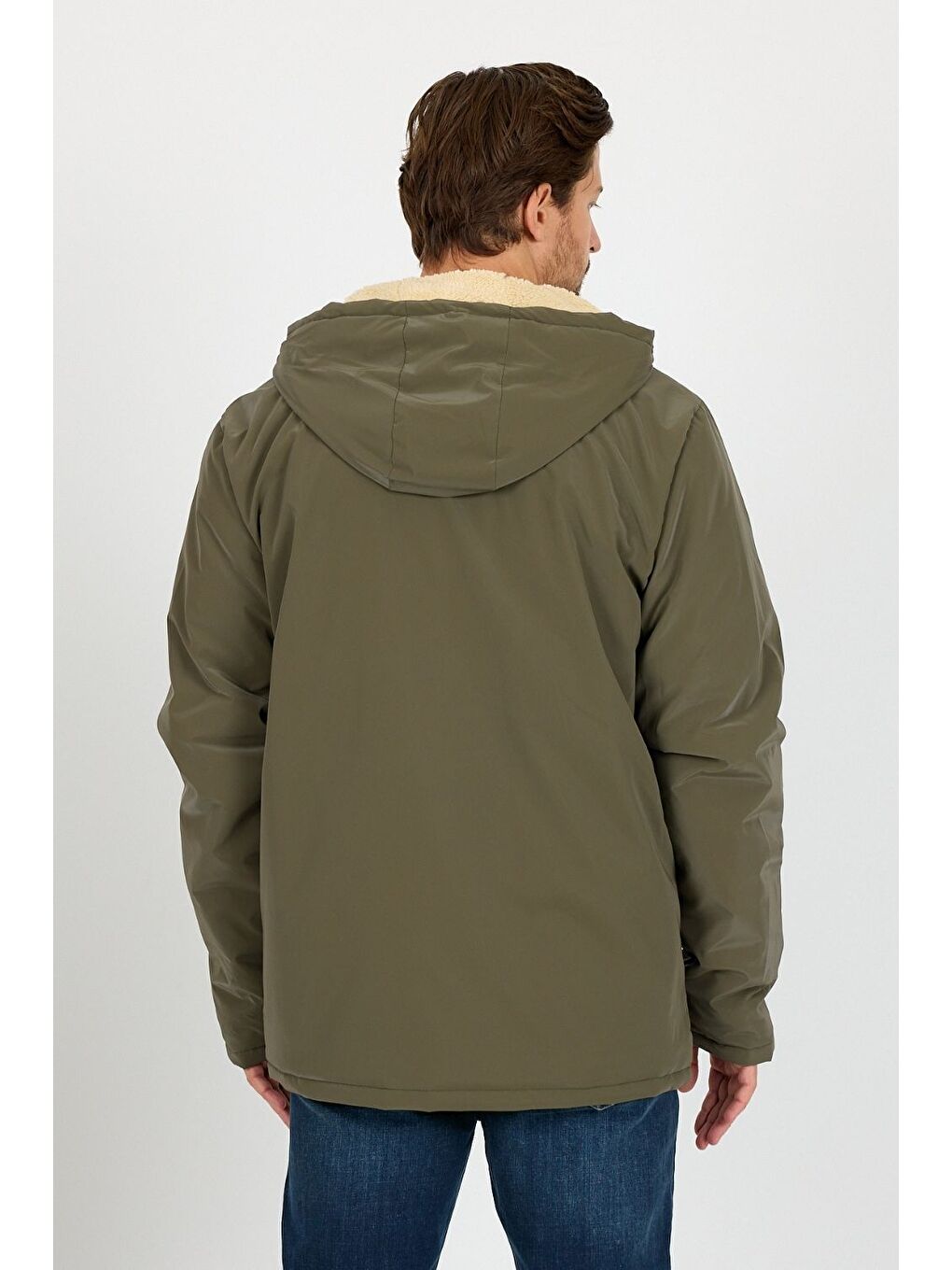 Haki Vibes x Avmteks Kürklü Kapüşon Detaylı Mont 004-4