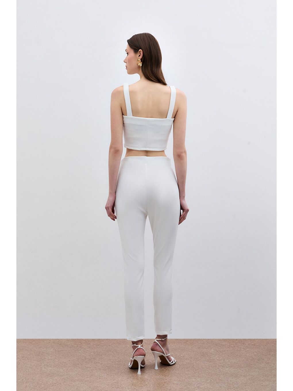 Düğme Detaylı Pantolon - Ekru-5