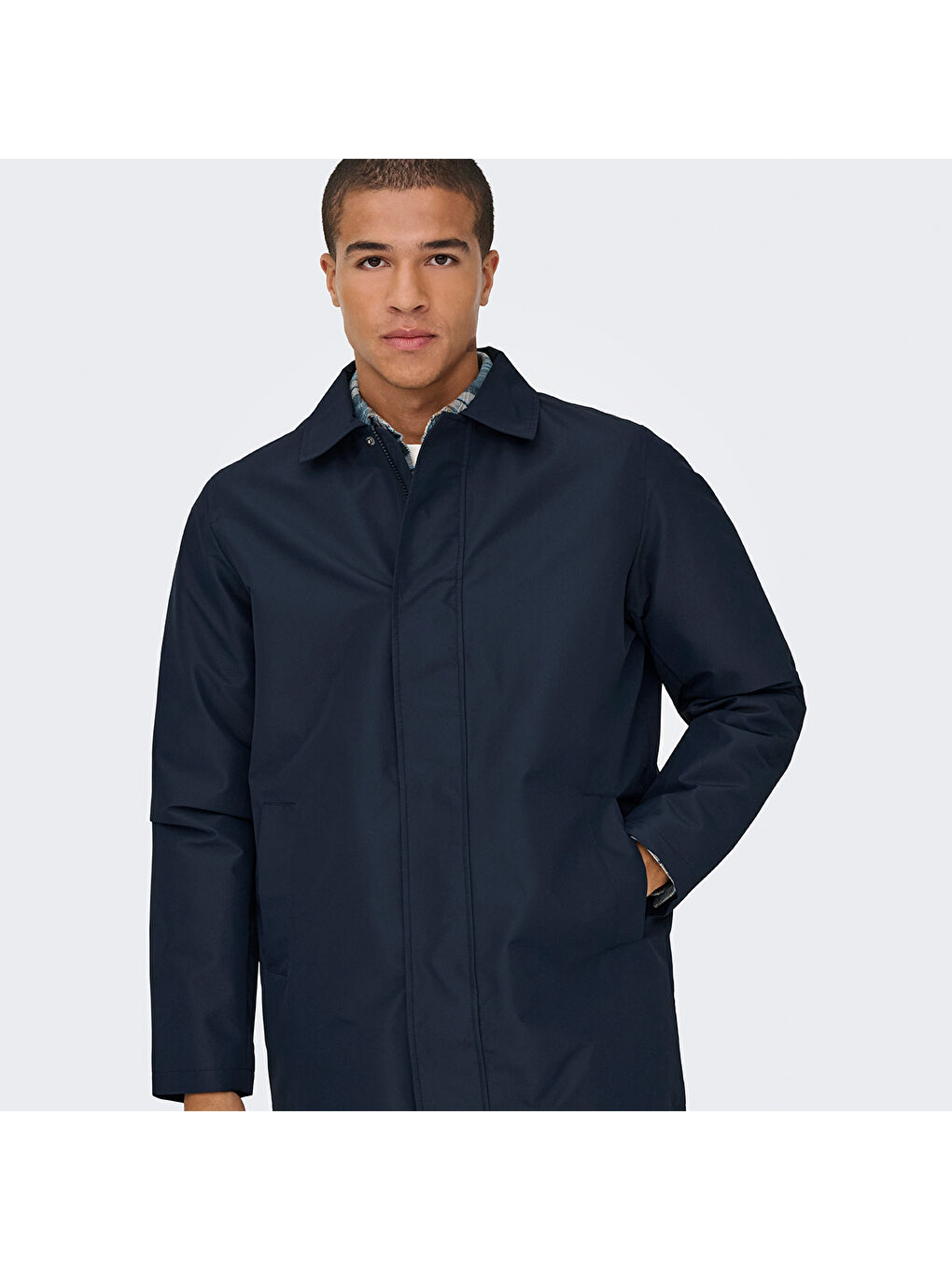 Hall Coat Erkek Lacivert Klasik Yaka Mont-1