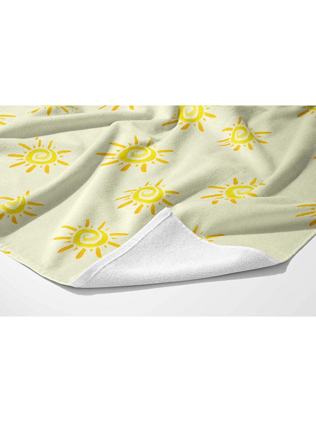 Sarı Güneş Desen Dijital Baskı Plaj Havlusu 75x150-3