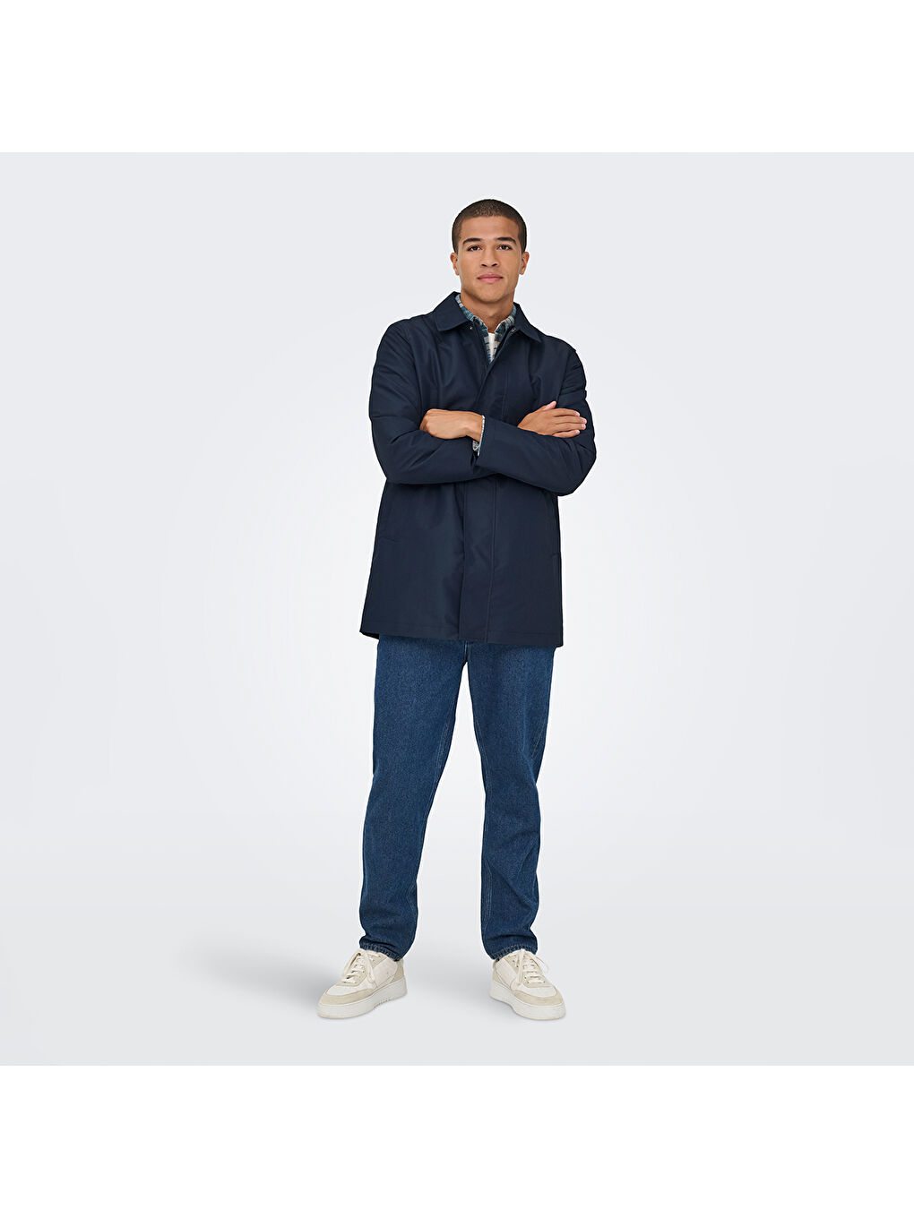 Hall Coat Erkek Lacivert Klasik Yaka Mont-2