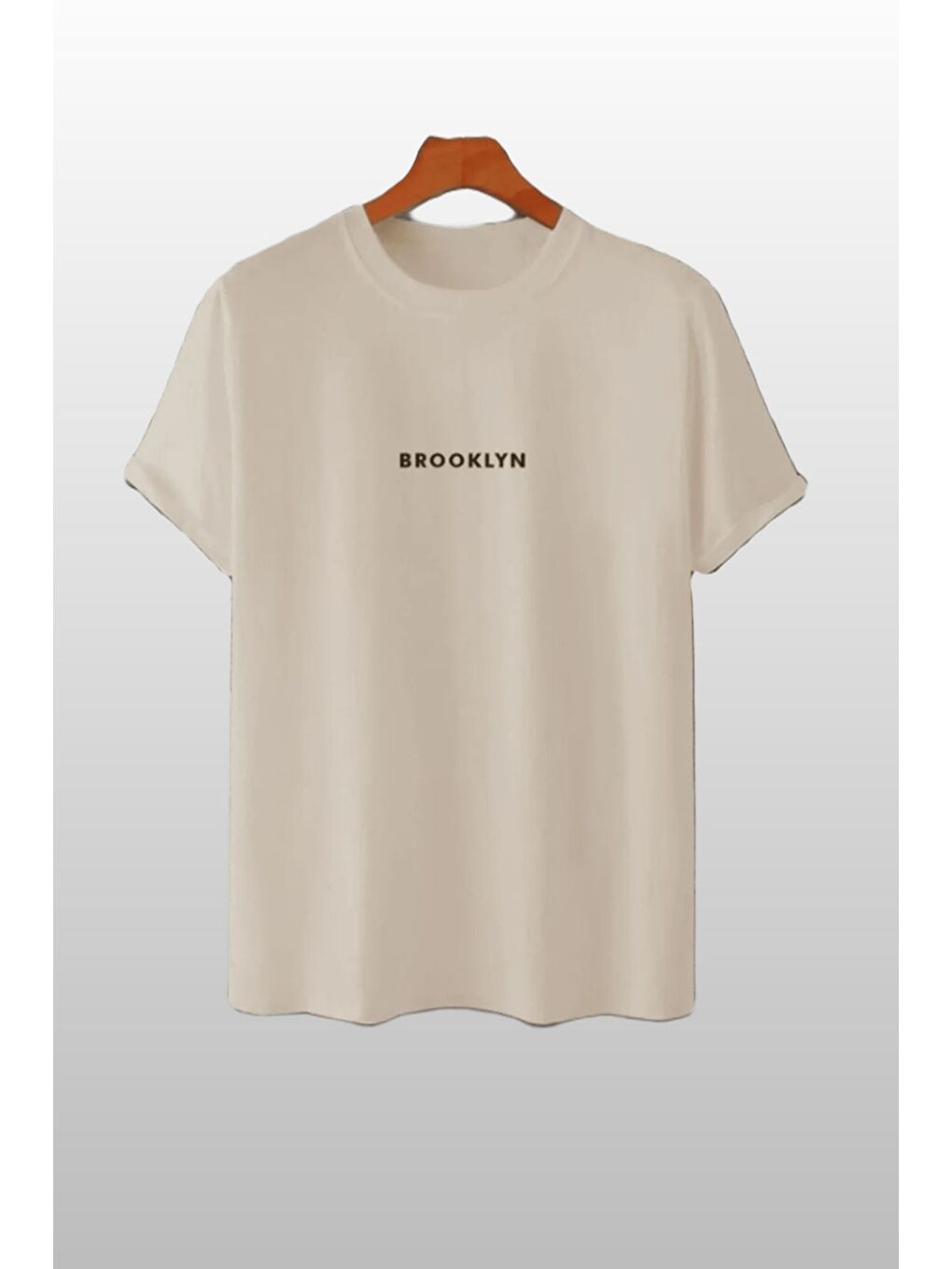 Kadın Brooklyn Baskılı 3lü Paket Vizon Sarı Bej T Shirt-1