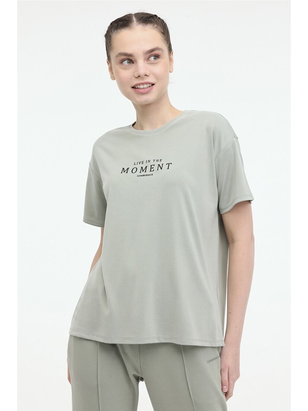 Haki WL FOREVER 11MD1015 4FX PASTEL HAKI Kadın Kısa Kol T-Shirt