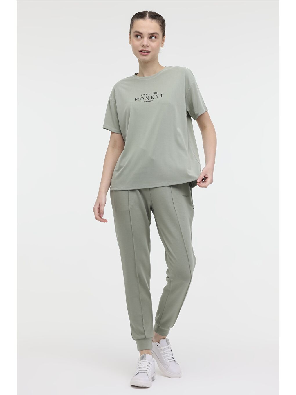 Haki WL FOREVER 11MD1015 4FX PASTEL HAKI Kadın Kısa Kol T-Shirt-2