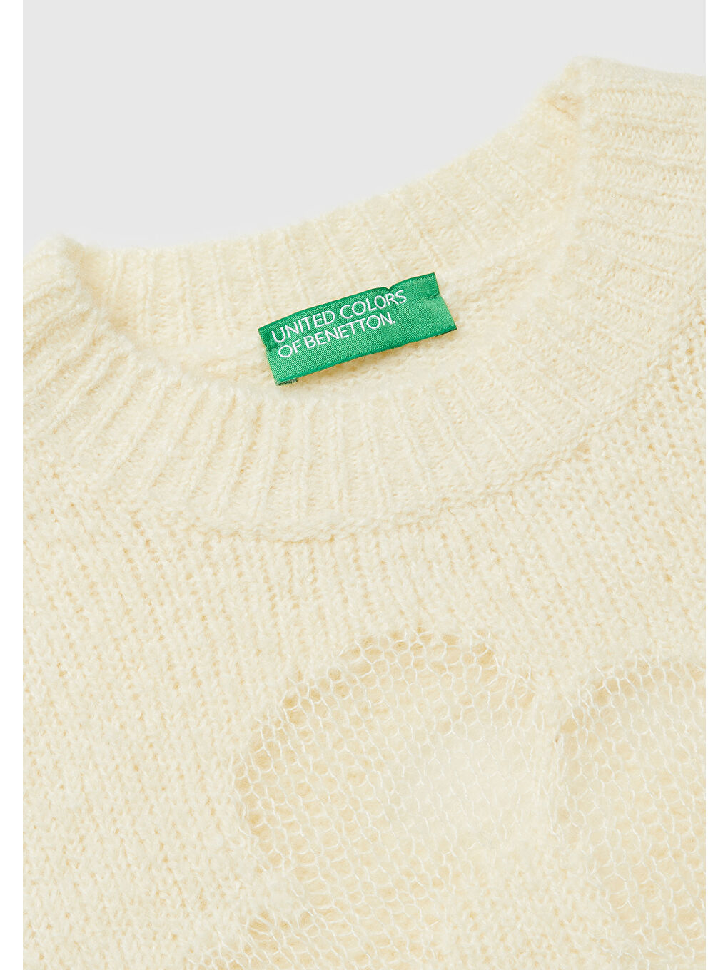 Ekru Kadın Krem Akrilik ve Yün Karışımlı Desenli Yarım Kol Kazak-6