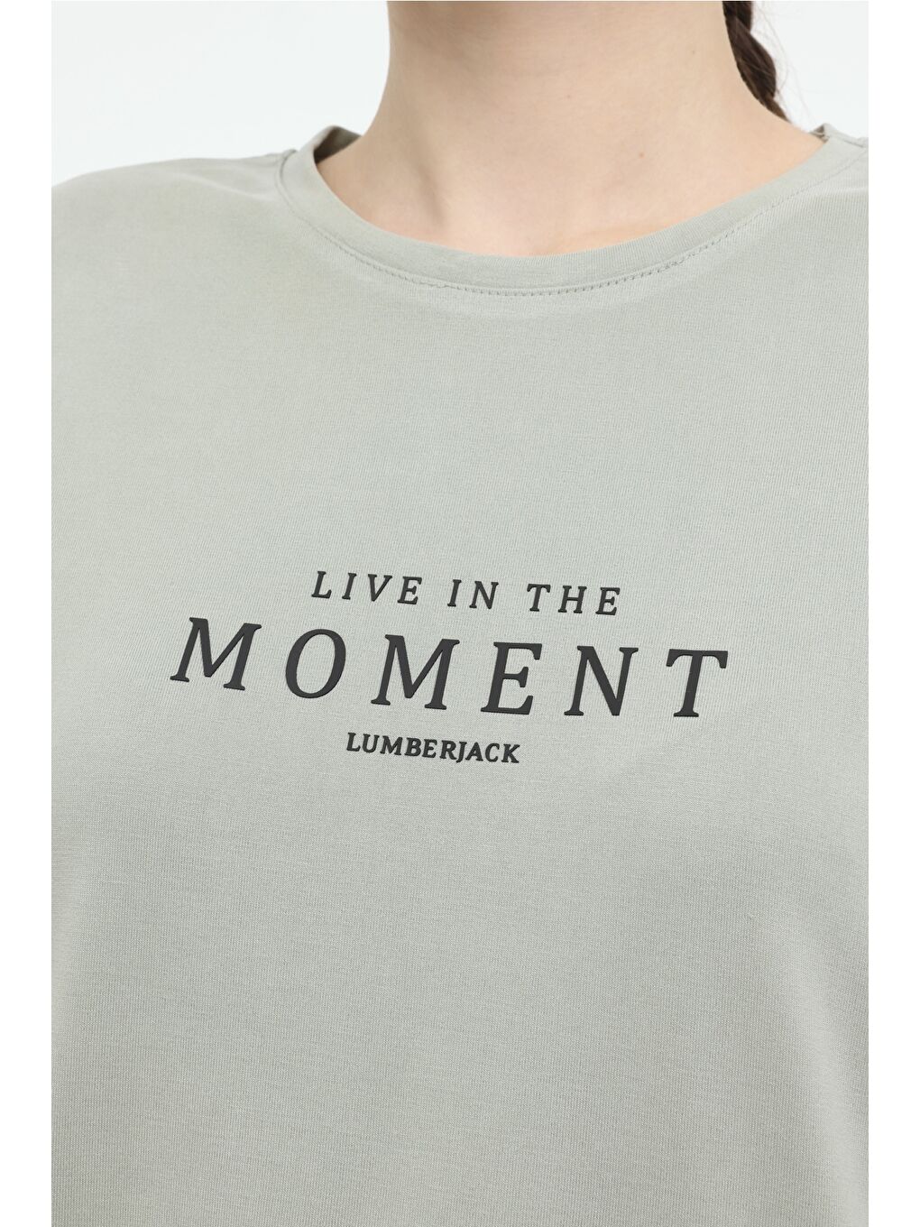 Haki WL FOREVER 11MD1015 4FX PASTEL HAKI Kadın Kısa Kol T-Shirt-3