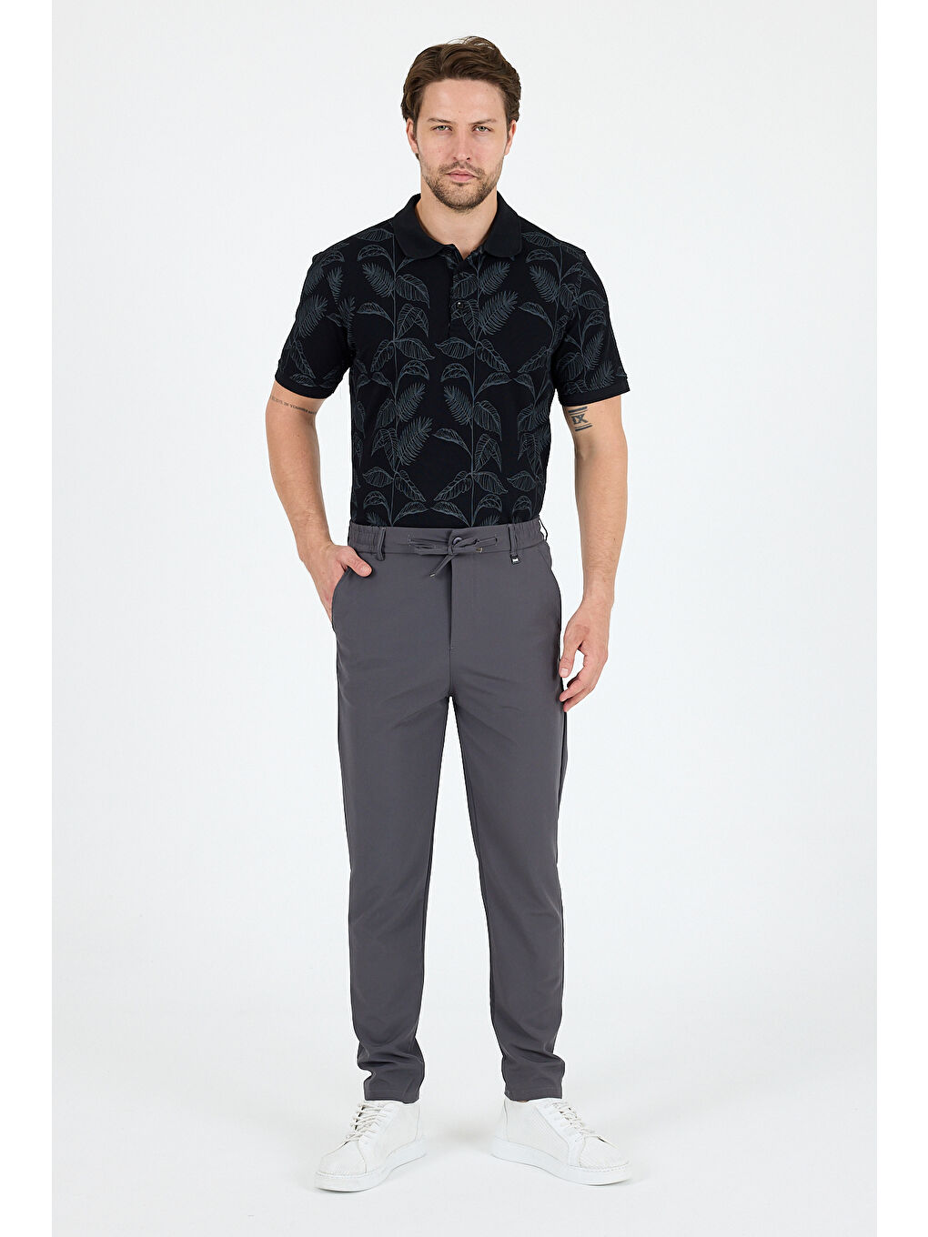 Antrasit Spor ve Günlük Rahat Cool %92Polyester %8Elastan Esnek Kumaş Erkek Jogger Pantolon Eşofman Altı 3670