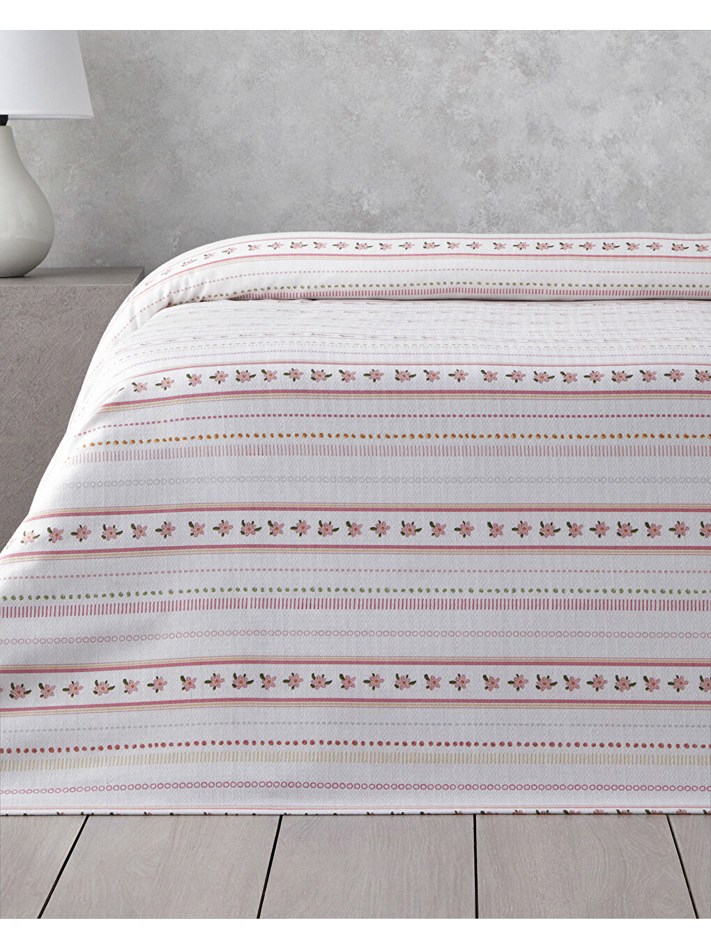 Daisy Stripes Ecosoft Çift Kişilik Pike 200x220 cm Pembe-1