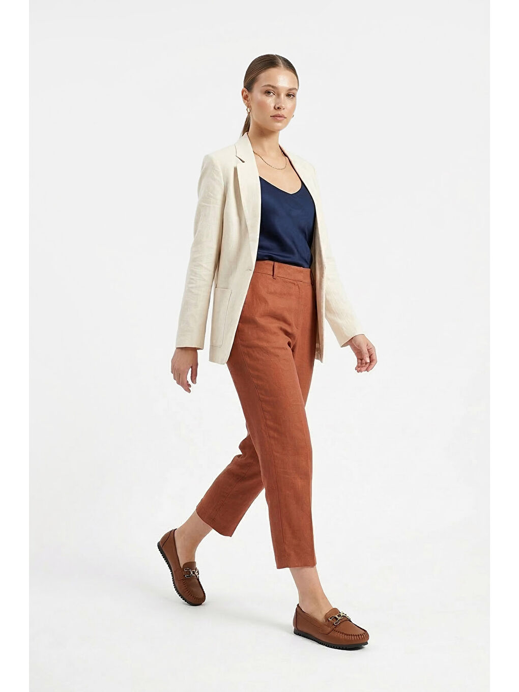 Kahverengi Kadın TABA KAHVE MEL. Düz Taban Tokalı Babet-3