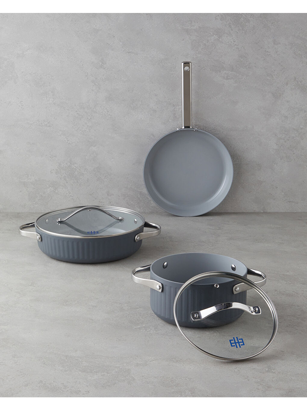 Berlin Fusion Pro Tencere Seti 24-28-28 cm Gri
