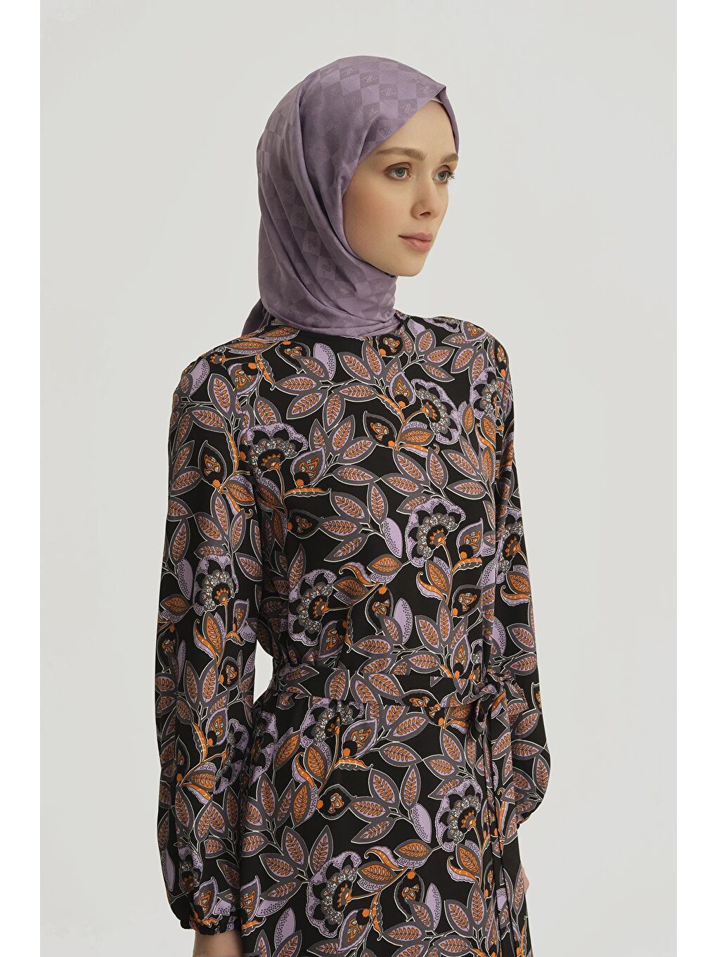 Desenli Elbise 25Yt909 Mor-2