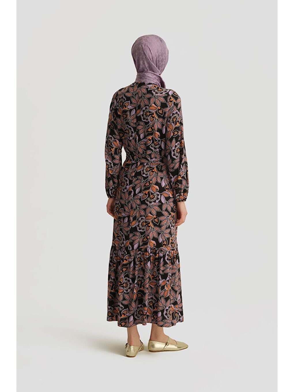 Desenli Elbise 25Yt909 Mor-3