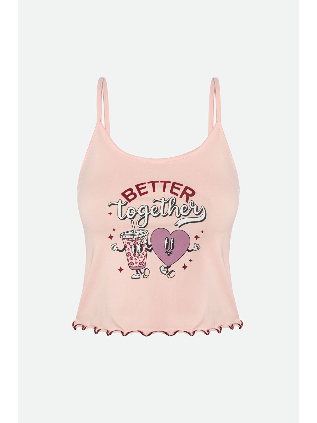 Mor Kadın İnce Askılı Desenli Pamuklu Şortlu Pijama Takımı-1