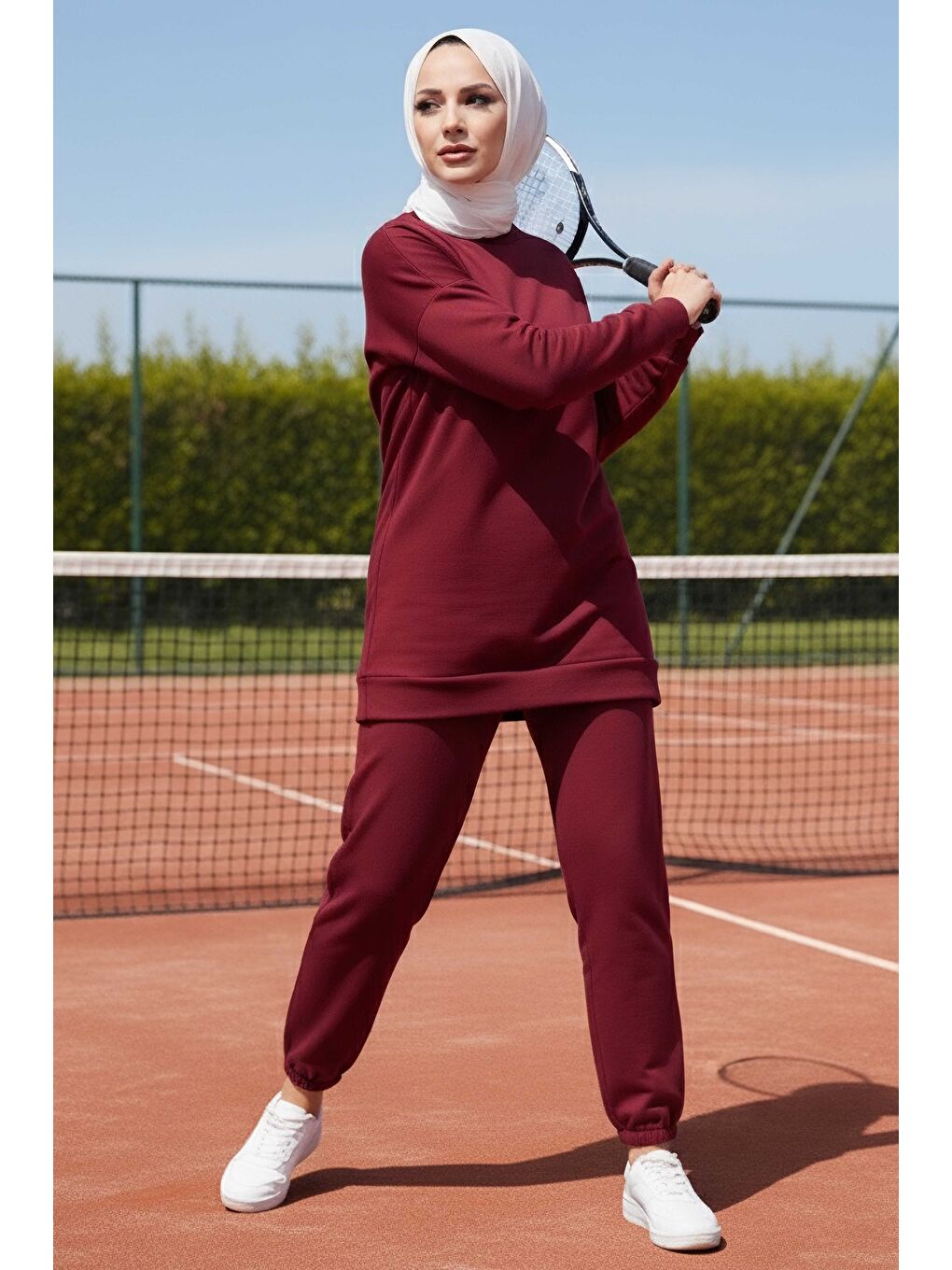 Paça Lastikli İki İplik İkili Takım Bordo - 28029-BORDO-1