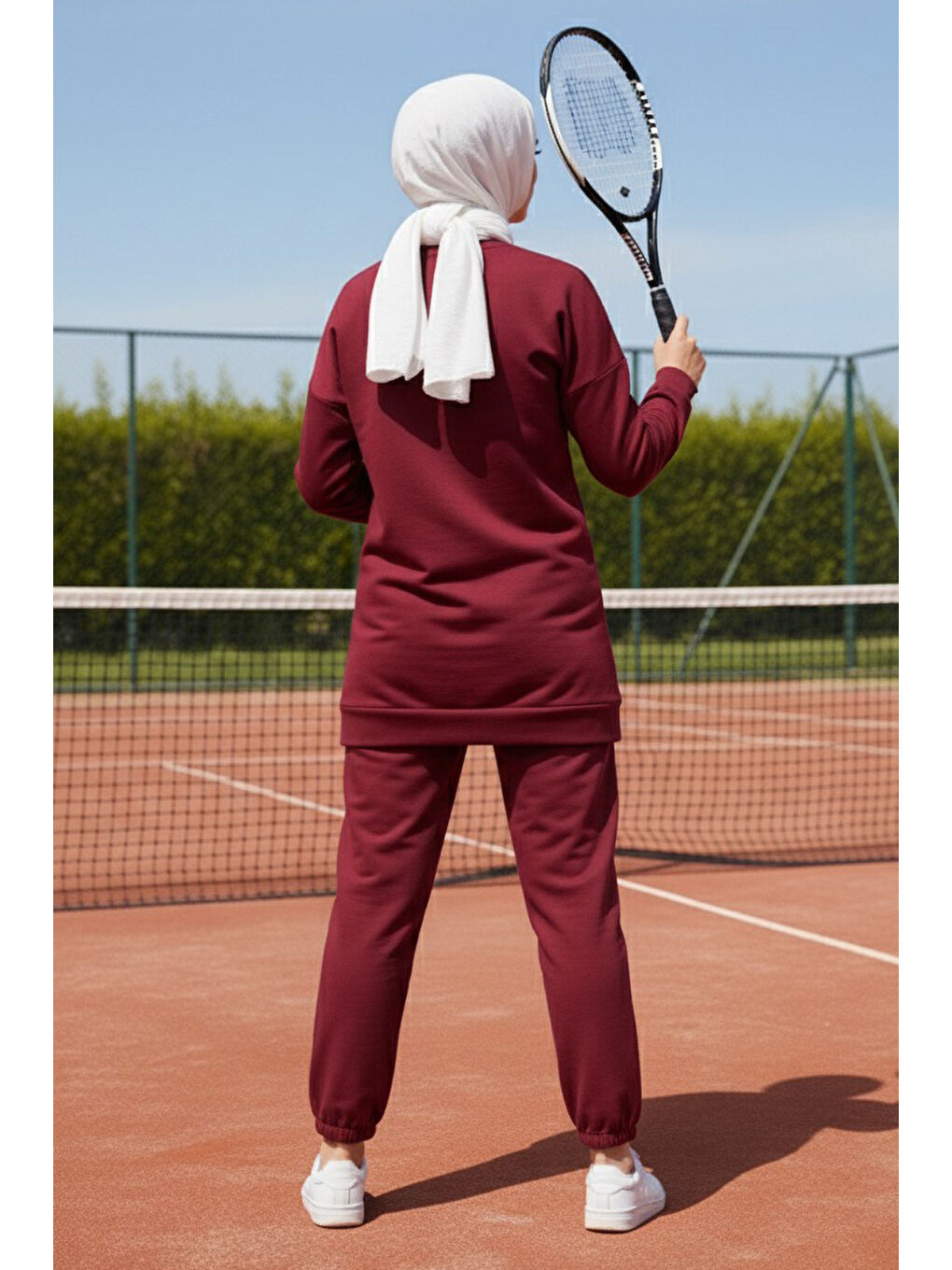 Paça Lastikli İki İplik İkili Takım Bordo - 28029-BORDO-2