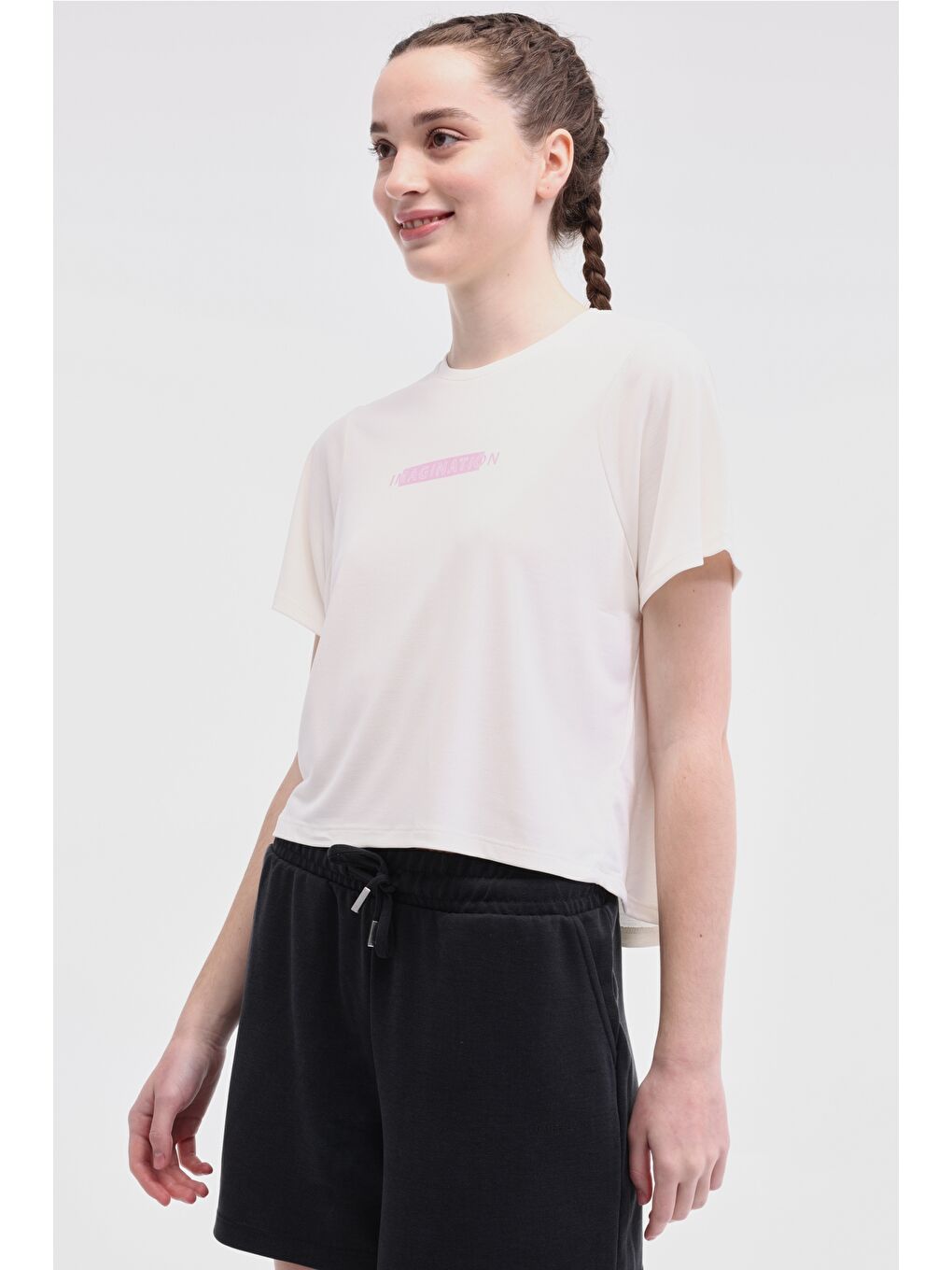 Bej WL MYA 11MS449 5FX Ekru Kadın Kısa Kol T-Shirt