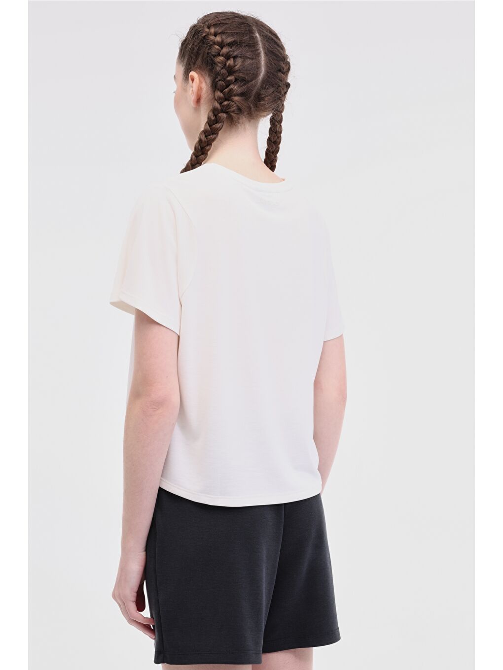 Bej WL MYA 11MS449 5FX Ekru Kadın Kısa Kol T-Shirt-1