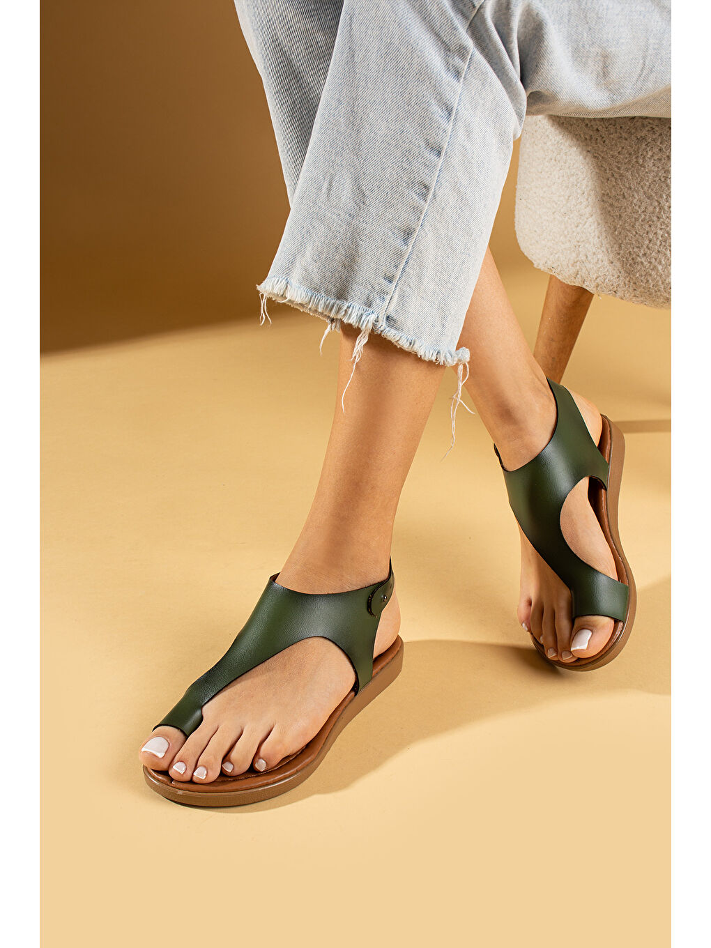 Haki Parmak Arası Kadın Sandalet 51-837-23-1