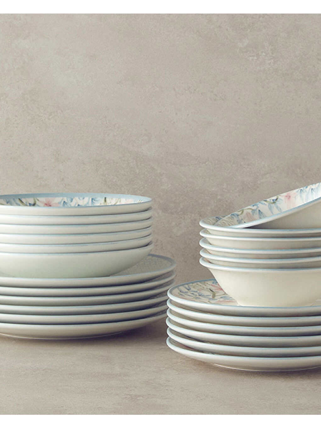 Saigon Porselen 24 Parça 6 Kişilik Yemek Takımı Mavi - Pembe-1