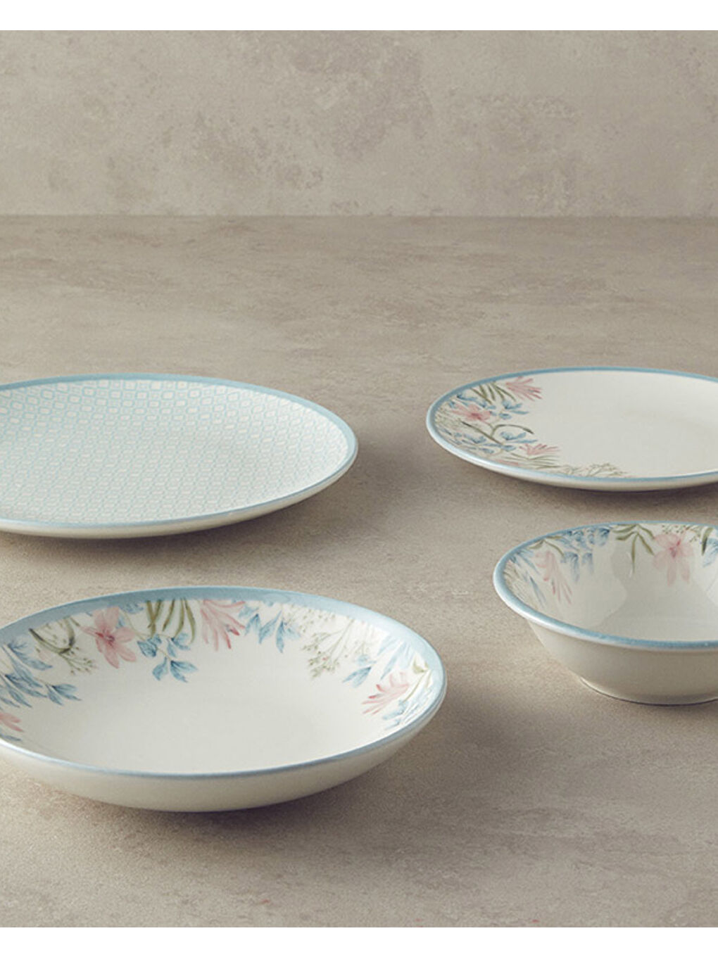 Saigon Porselen 24 Parça 6 Kişilik Yemek Takımı Mavi - Pembe-2