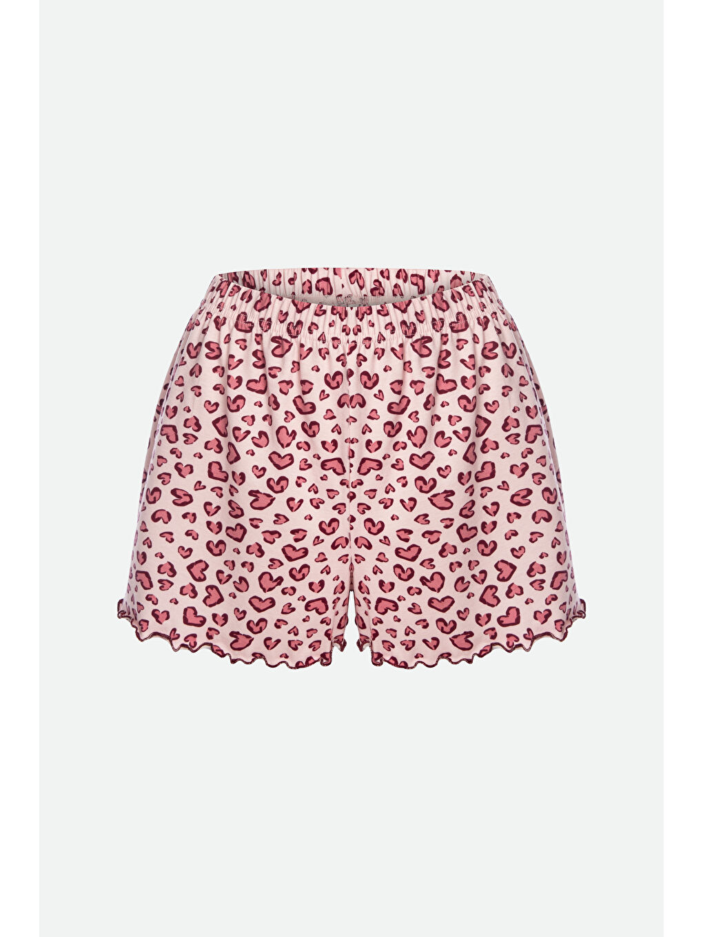 Mor Kadın İnce Askılı Desenli Pamuklu Şortlu Pijama Takımı-2