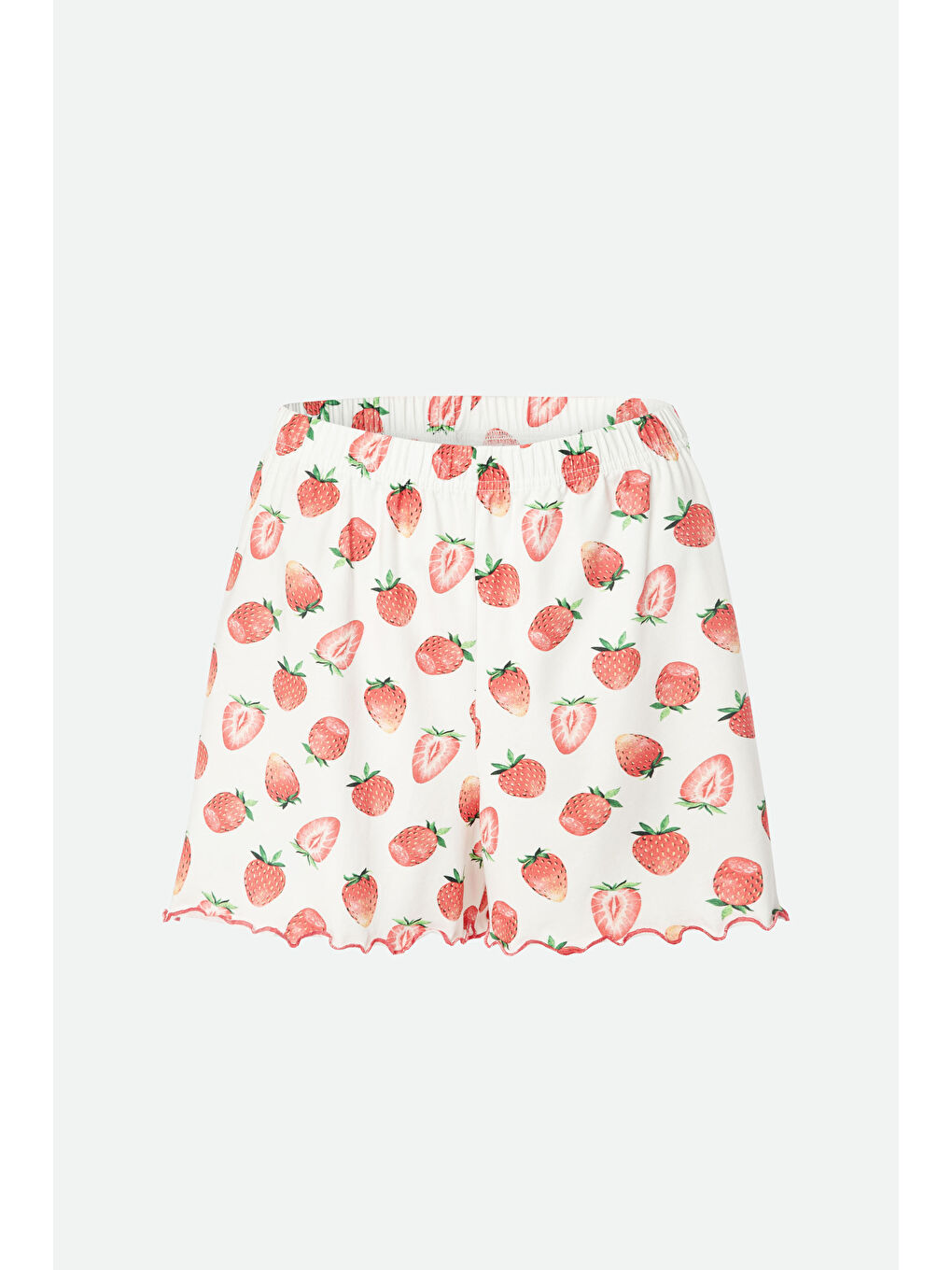 Pembe Kadın İnce Askılı Desenli Pamuklu Şortlu Pijama Takımı-2