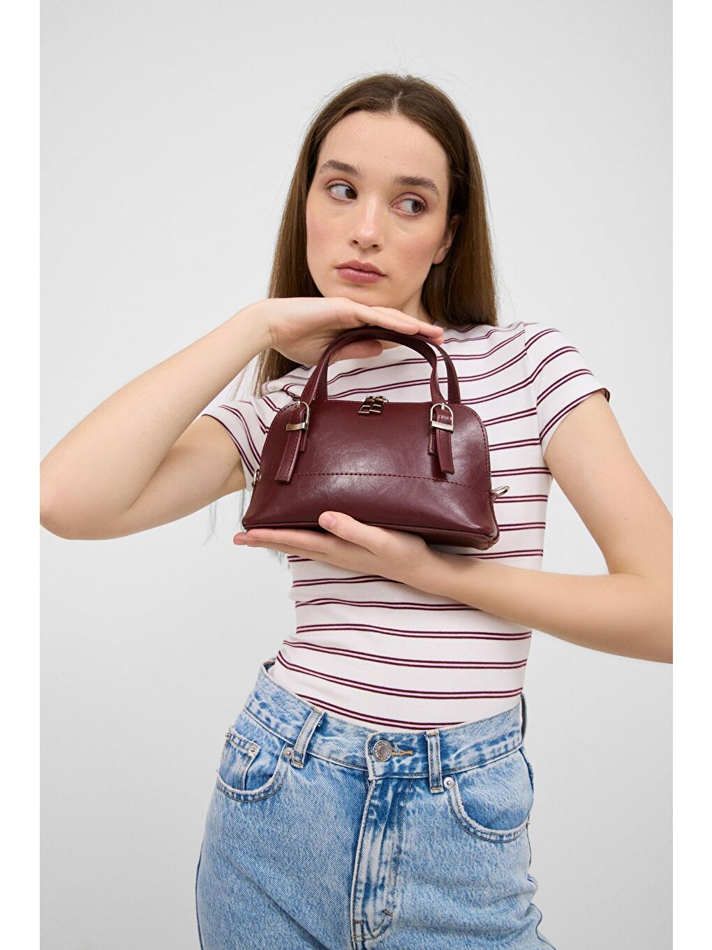 Ribbon Mini Çapraz Çanta Bordo-1