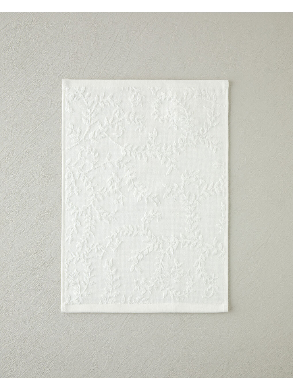 Leafy Touch Pamuk Jakarlı Yüz Havlusu 50x80 cm Ekru