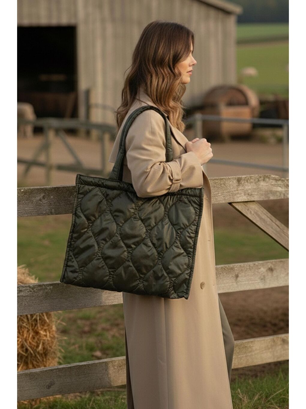 Yeşil Kapitone Çanta - Puffer Bag-8