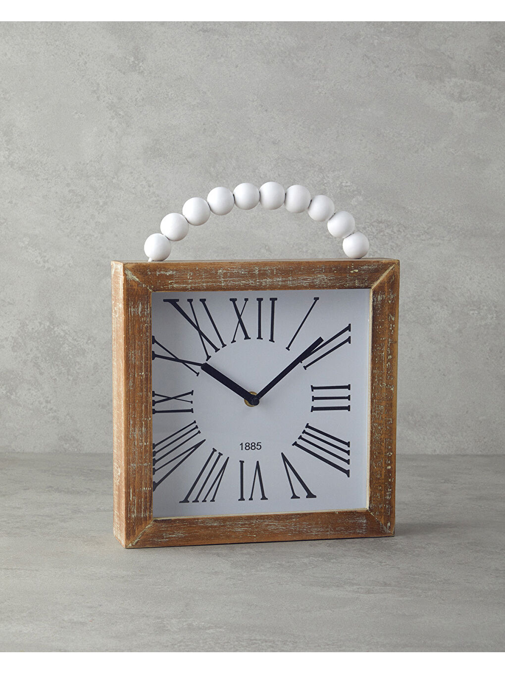 Bej Adela Ahşap Masa Saati Naturel