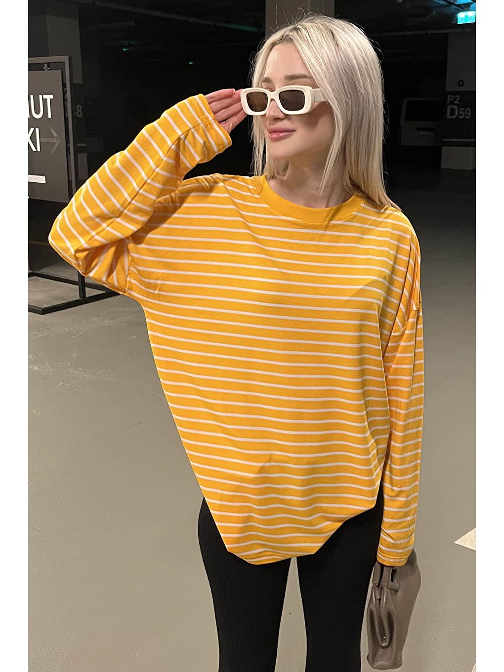 Turuncu Çizgili Sweatshirt Mg980-5