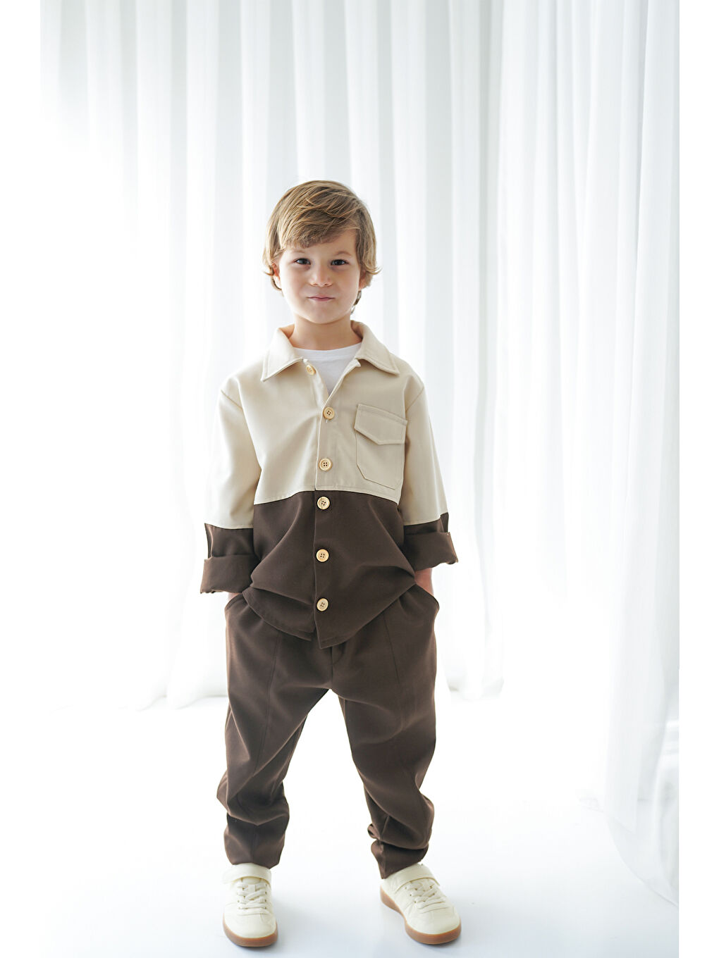 Kahverengi Kahve Krem Retro Ceket - Carrot Pantolon Takım