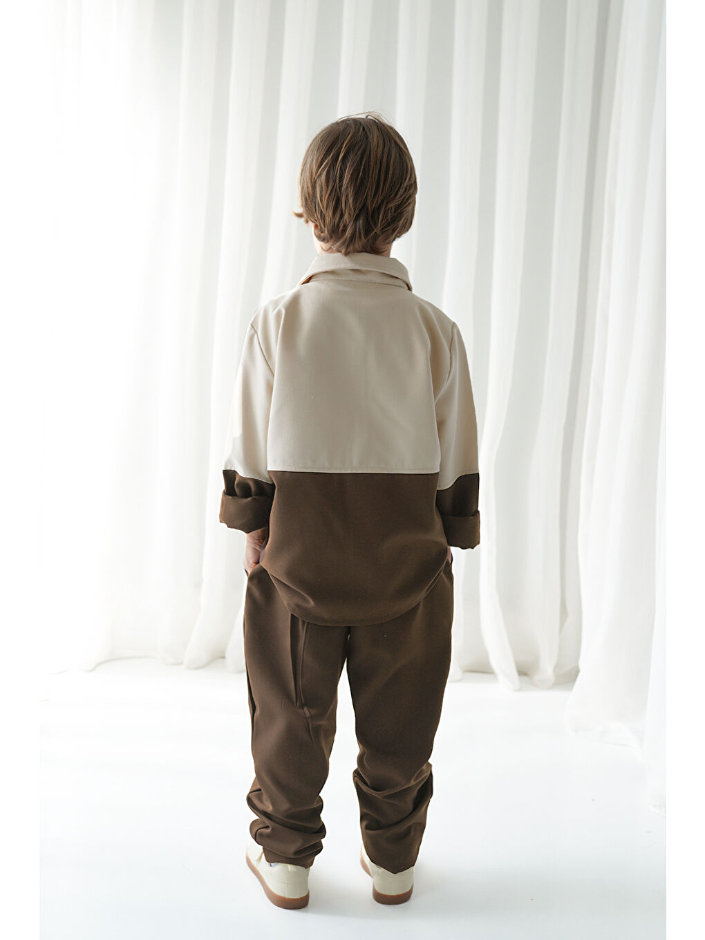 Kahverengi Kahve Krem Retro Ceket - Carrot Pantolon Takım-2