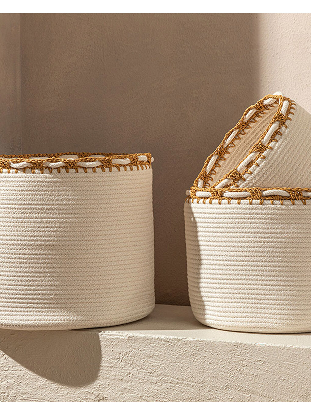 Lace Örgü Sepet Ekru-2