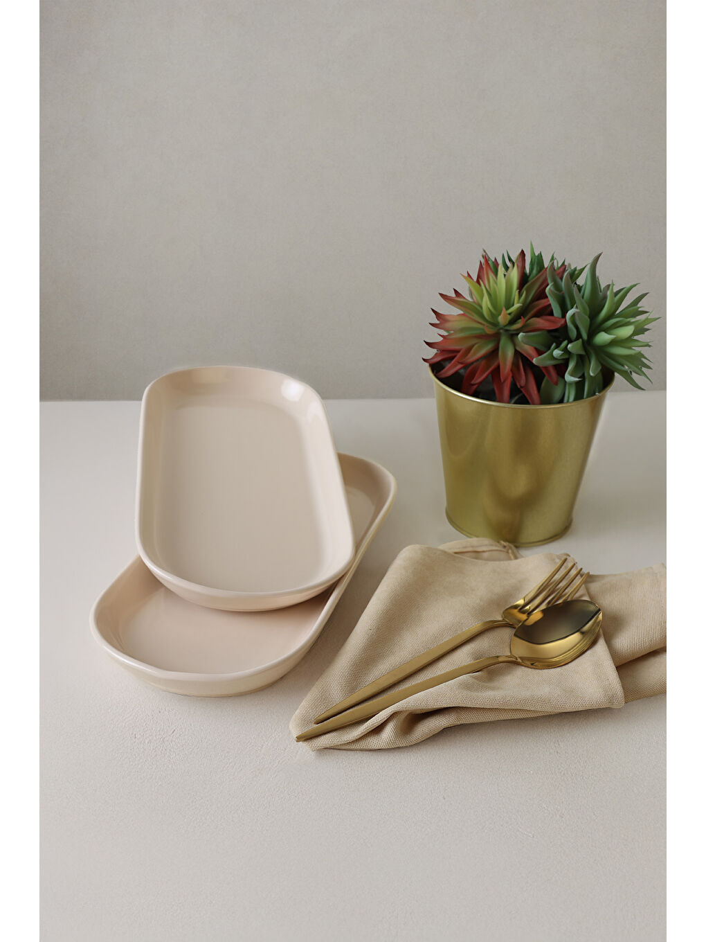 Ekru Krem Noyan Kayık Tabak 28 Cm 2 Adet-4