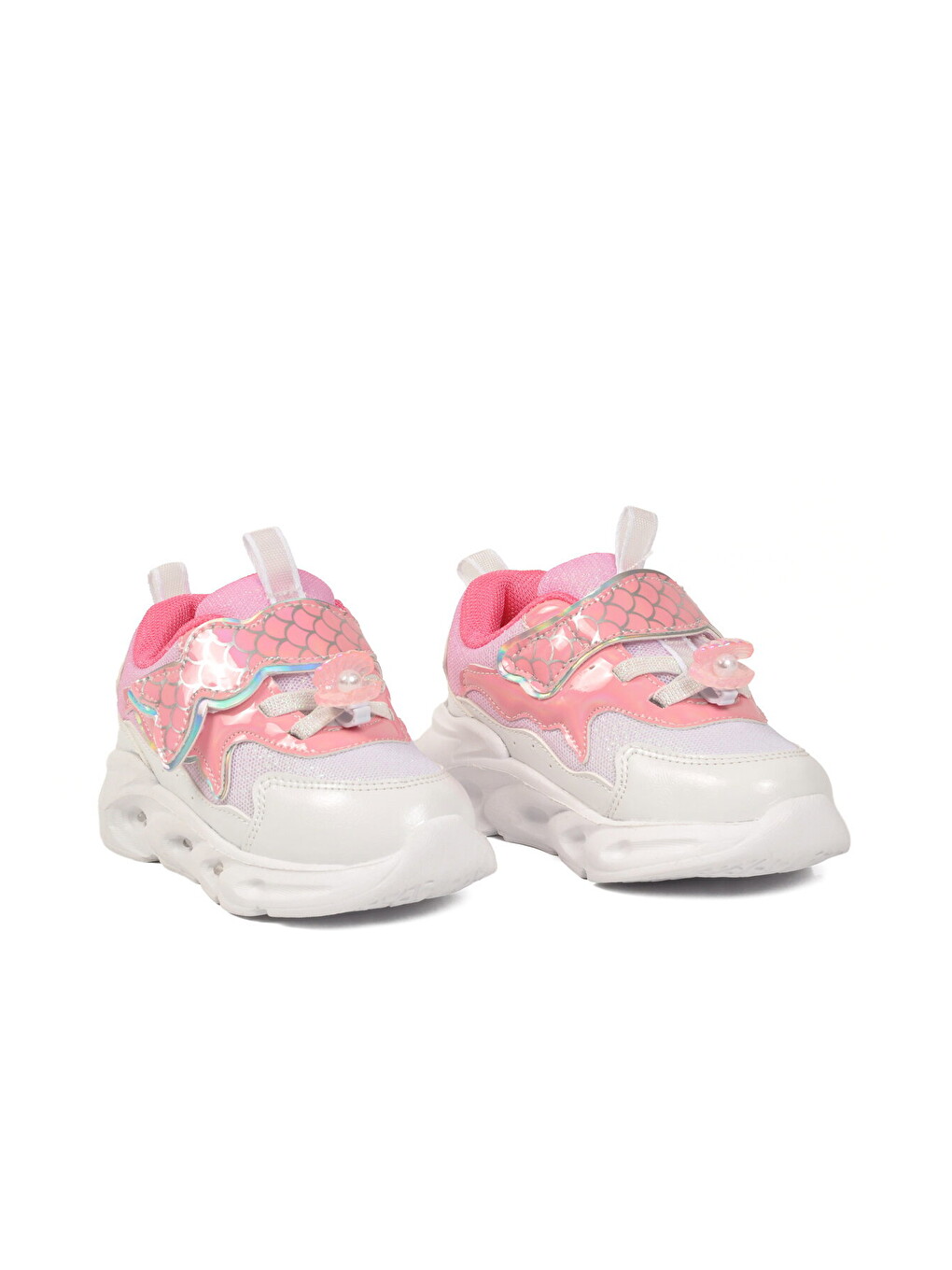 Pembe Pudra Cırtlı Işıklı Desenli Anatomik Bebek Spor Ayakkabı Sneaker Aida B