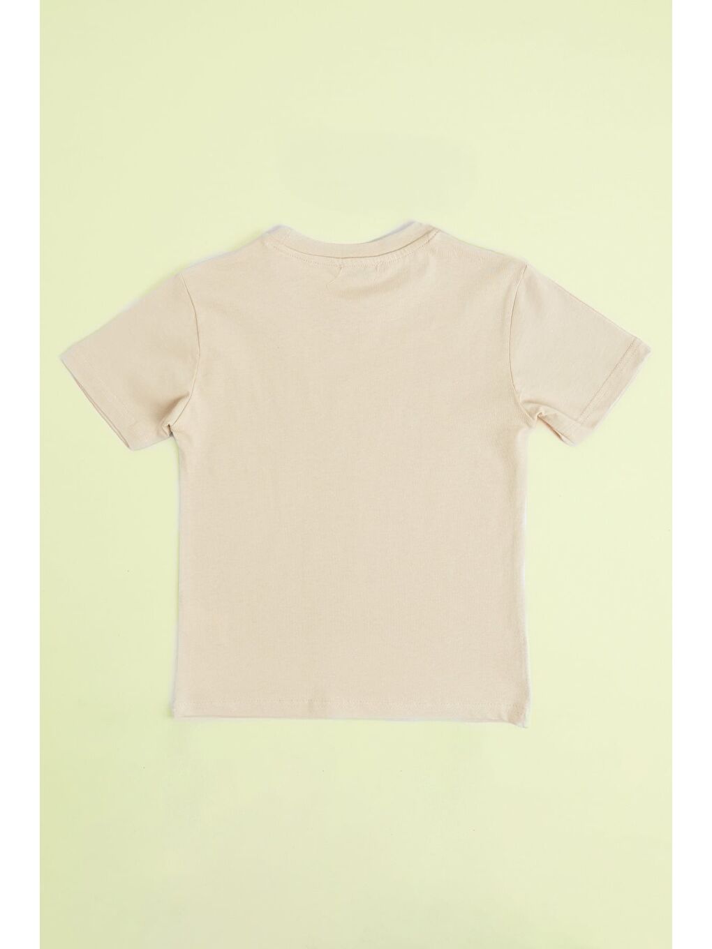 Bej Yazı Baskılı Bisiklet Yaka Erkek Çocuk Tişört-1