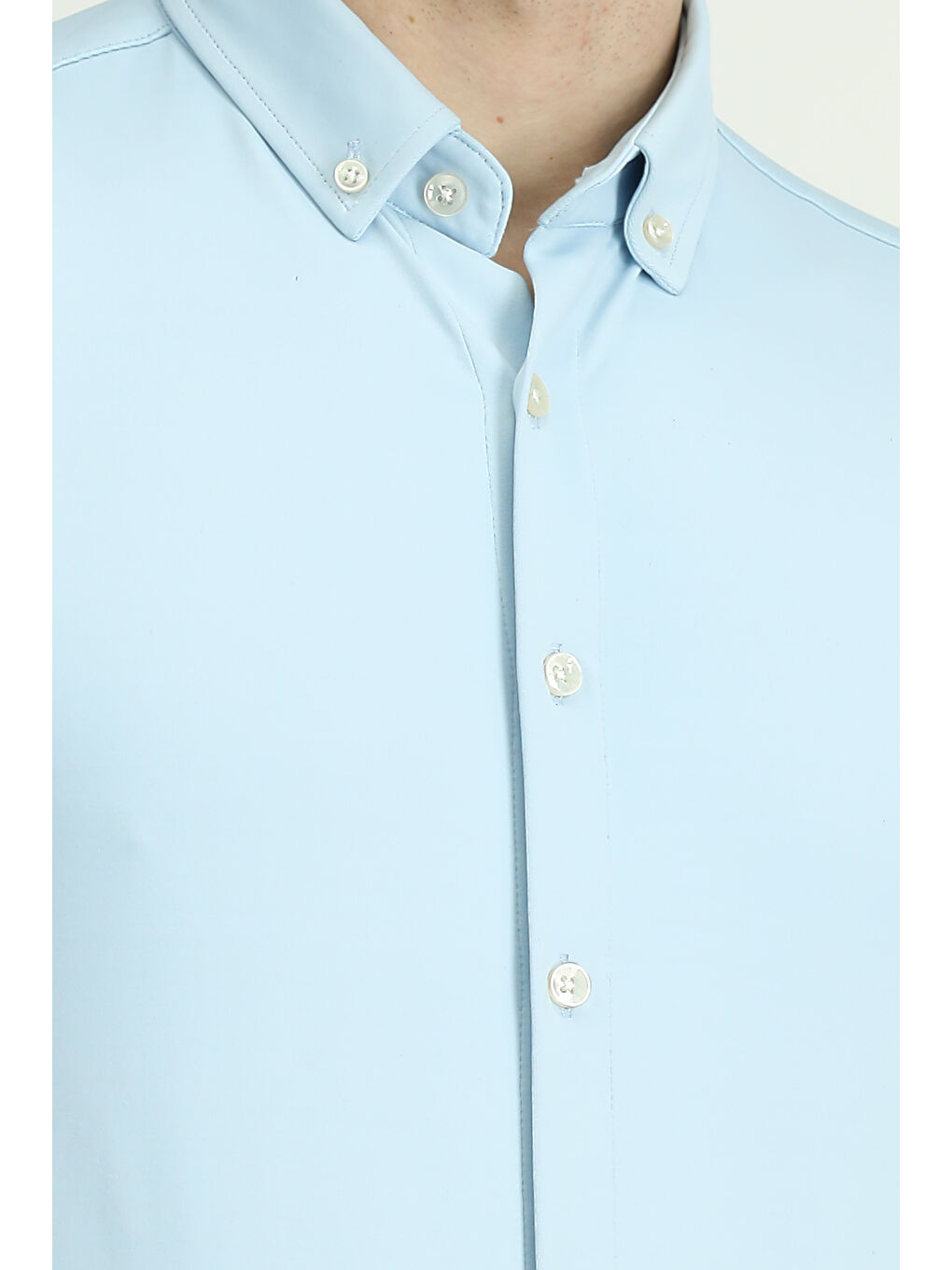 Mavi Techno-Line Uzun Kol Regular Fit Elastanlı Düğmeli Yaka Gömlek-5