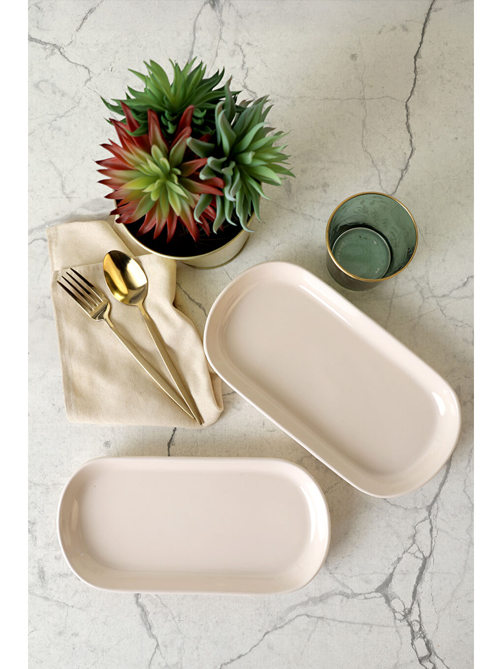 Ekru Krem Noyan Kayık Tabak 28 Cm 2 Adet-6