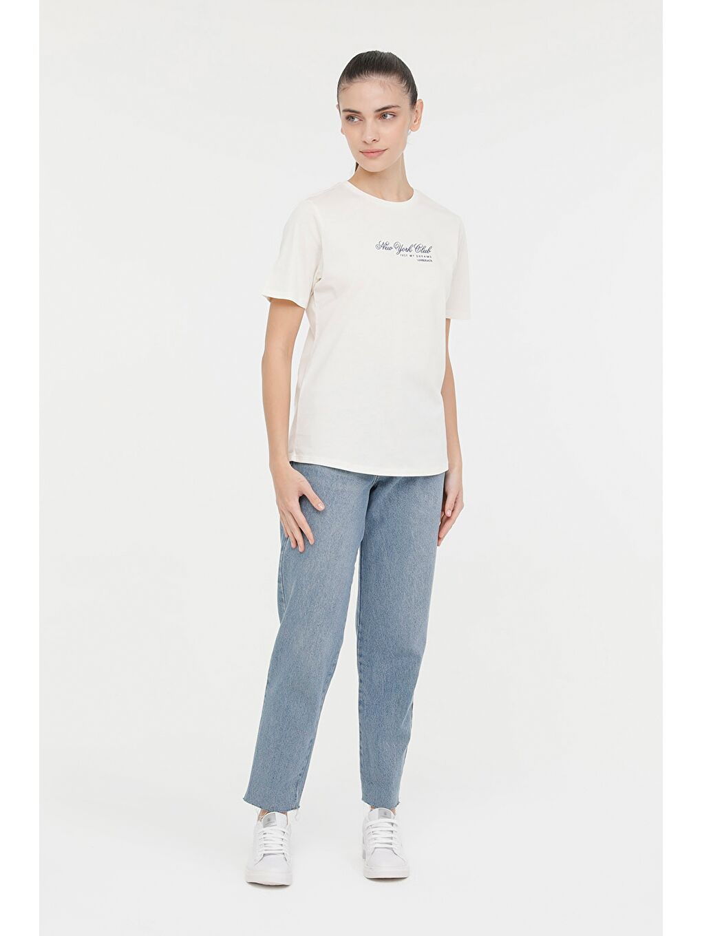 Bej WL GHOST 11SS128 4FX Ekru Kadın Kısa Kol T-Shirt-2