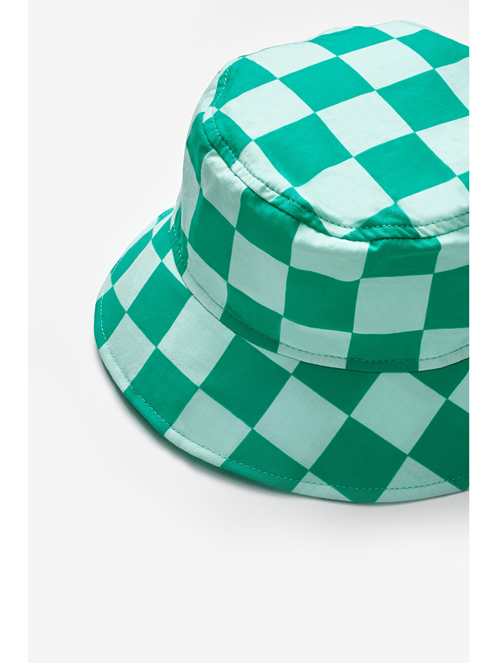 Yeşil Mint  Dama Desenli Çocuk Bucket Şapka-1