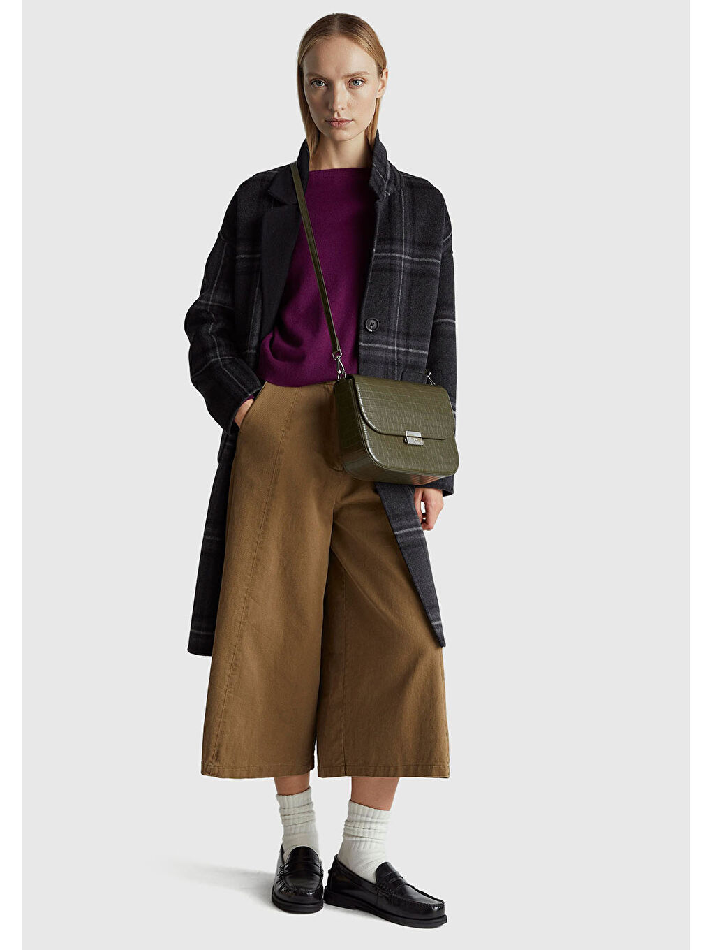 Kadın Mürdüm %100 Merino Bisiklet Yaka Kazak-4