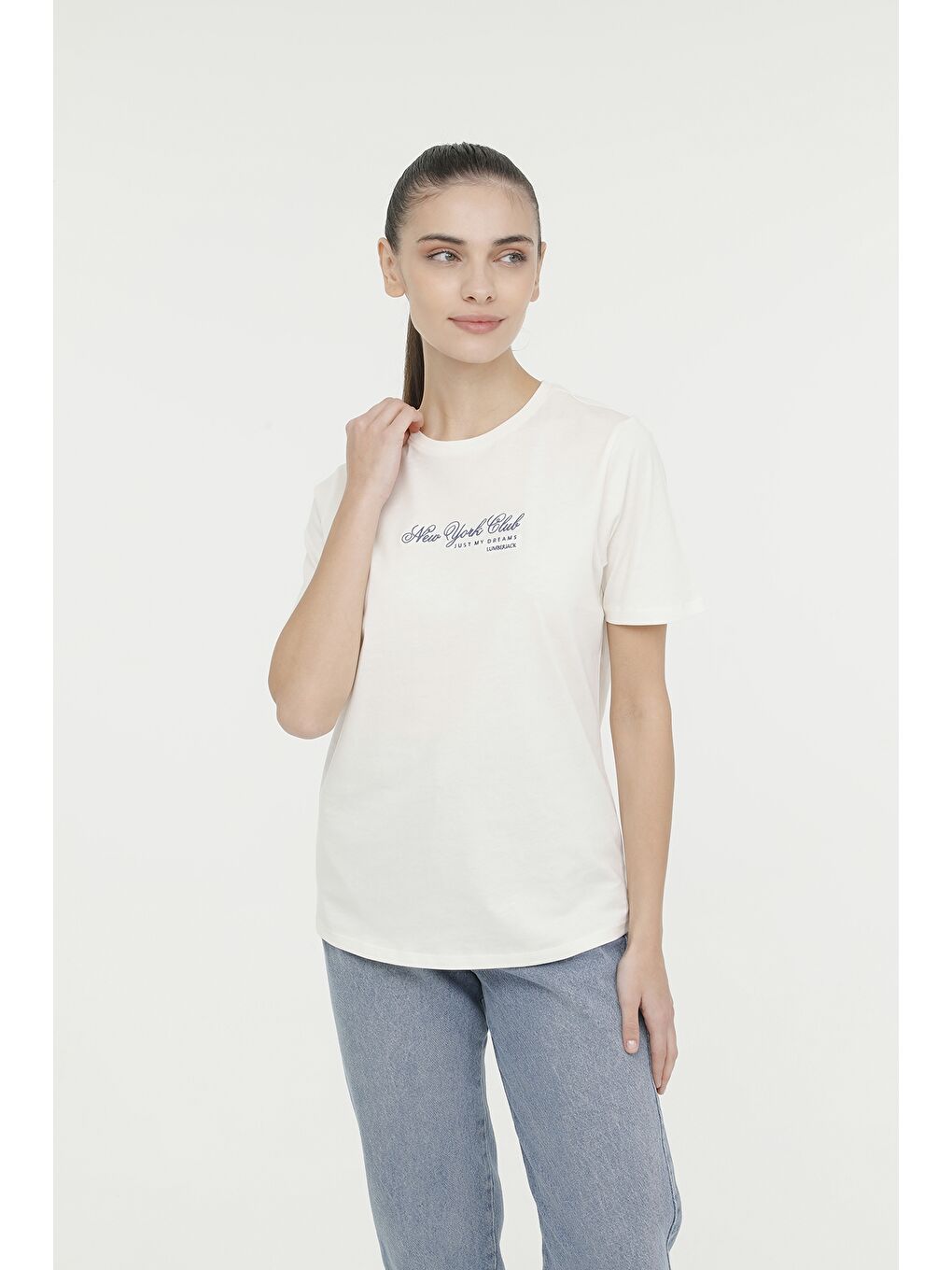Bej WL GHOST 11SS128 4FX Ekru Kadın Kısa Kol T-Shirt-4