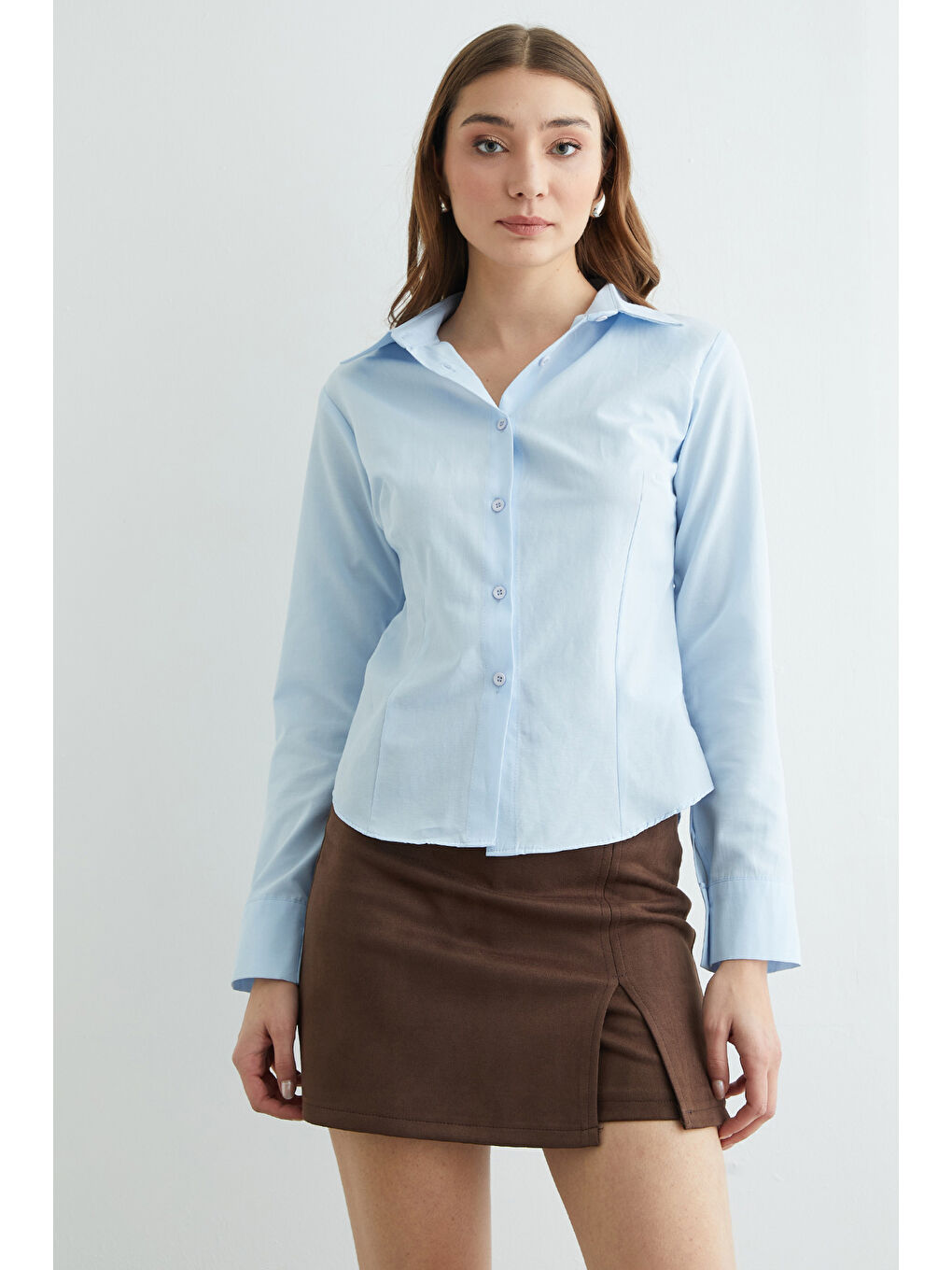 Mavi Basic Pensli Slim Fit Gömlek-4